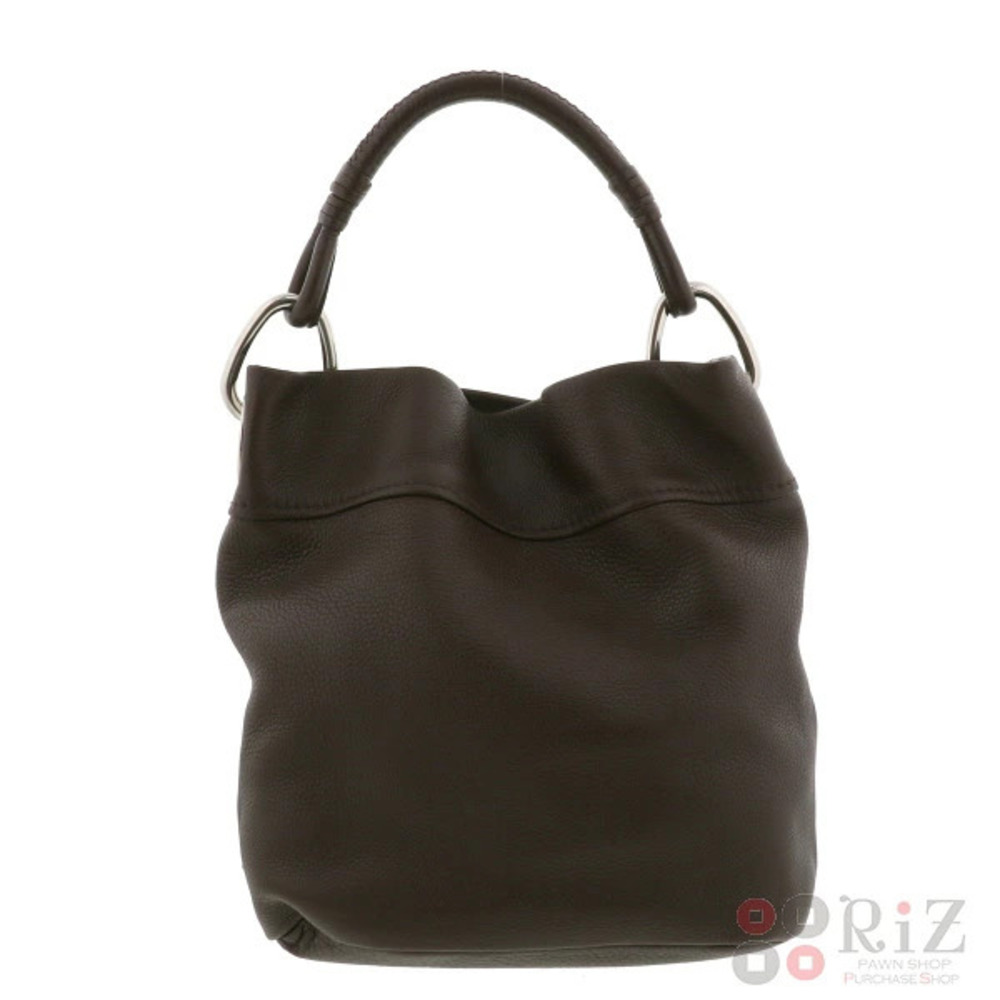 PRADA Hobo Leather Handbag Brown